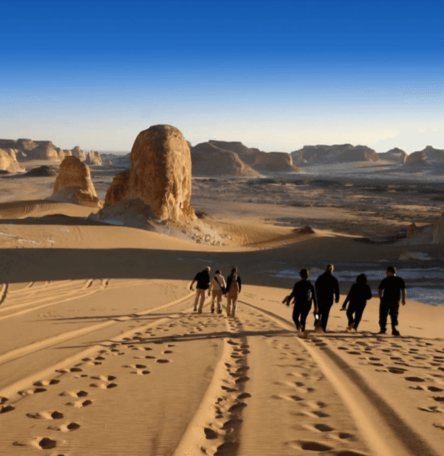 White Desert dunes at sunset